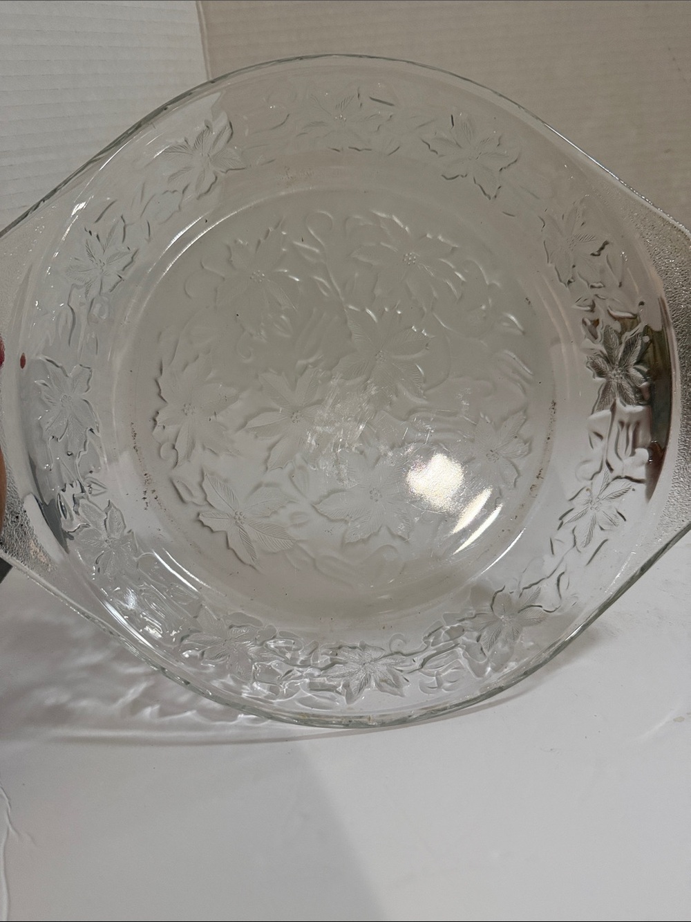 Princess House Clear Glass Floral Serving Bowl
